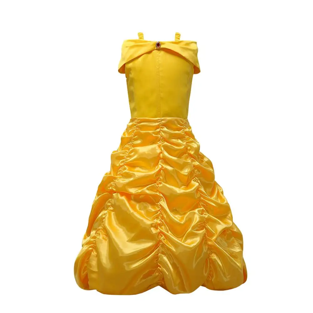Beauty and the Beast Belle Cosplay Costume Princess Children's Dress Halloween Girls Masquerade Birthday Party Bow-knot |