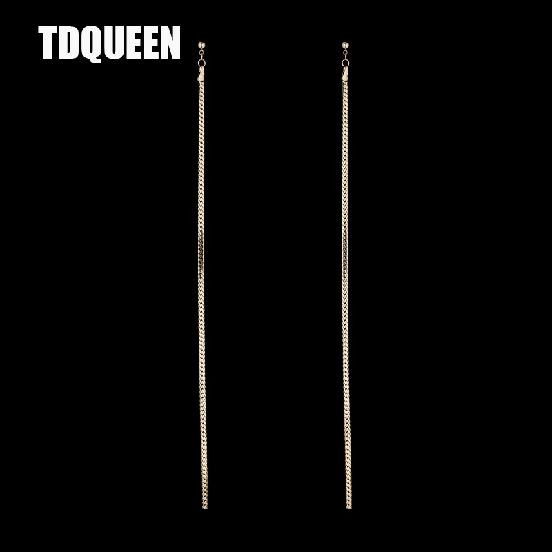TDQUEEN супер длинные серьги с кисточками медная цепочка Позолоченные хорошего