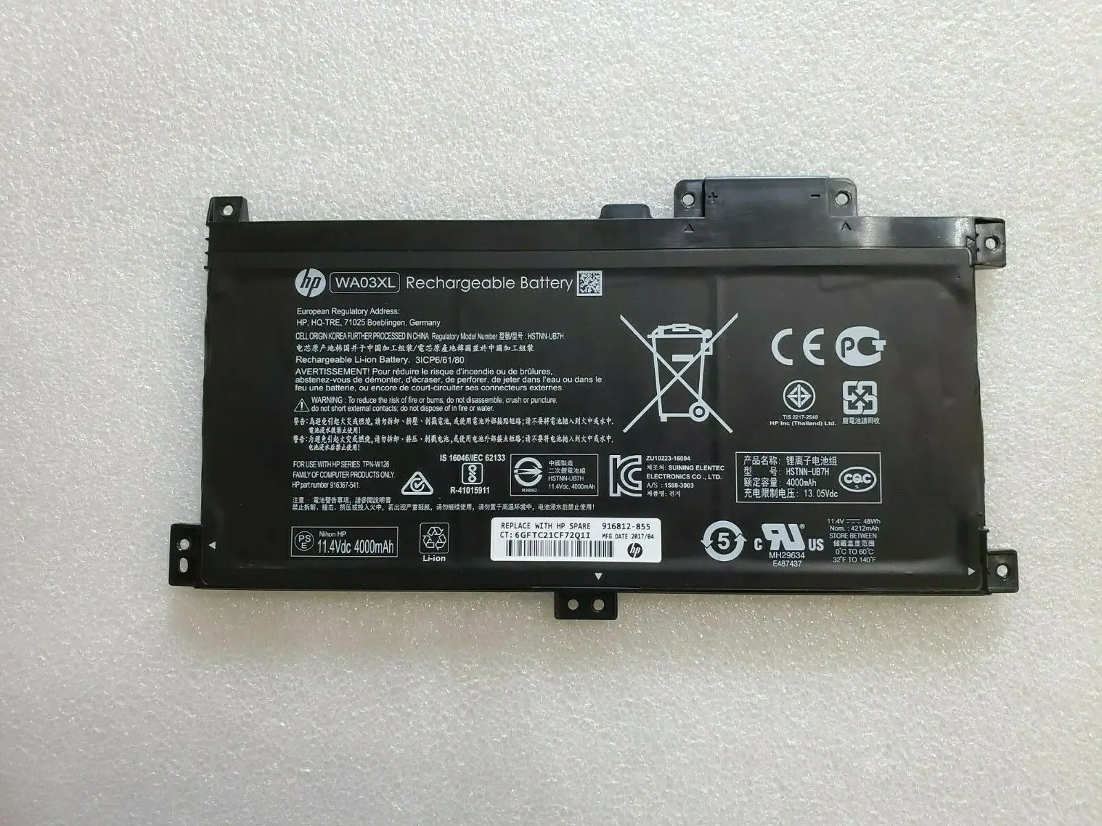 

New genuine Battery for HP PAVILION X360 15-br00 WA03XL HSTNN-UB7H 916367-541 916812-855 11.4V 48WH