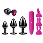Черная металлическая Анальная пробка с розовым красным сердечком, кристально гладкая Анальная пробка, расширитель для пар, товары для взрослых