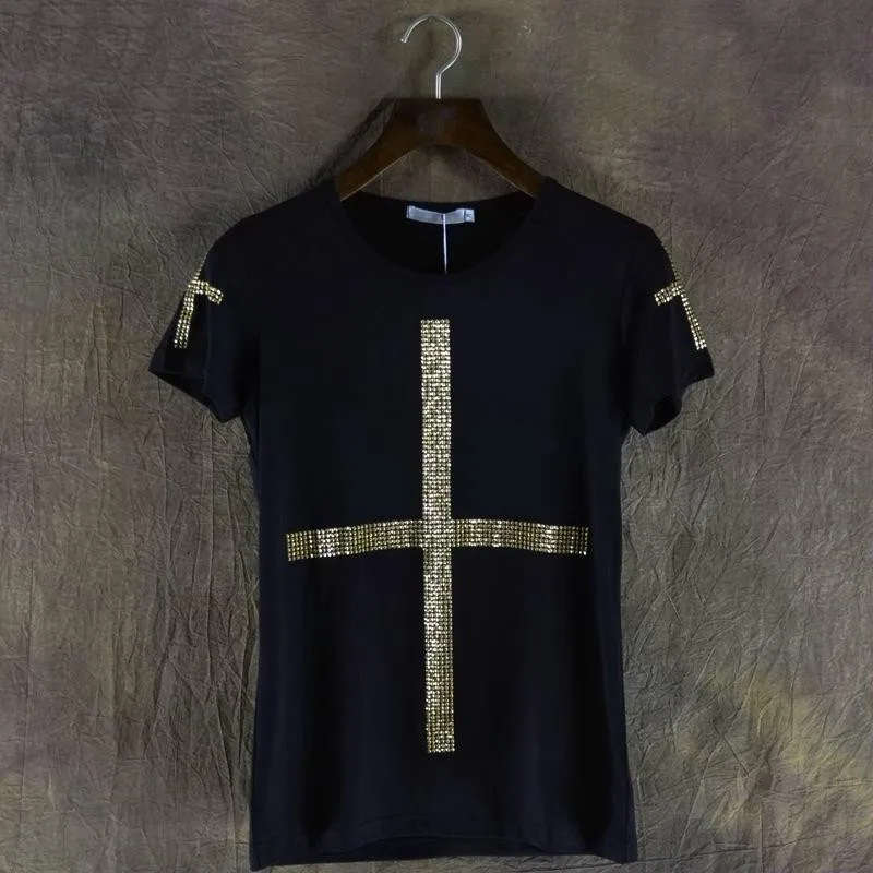 Футболка с металлическим крестом мужские футболки мода 2017 летняя футболка
