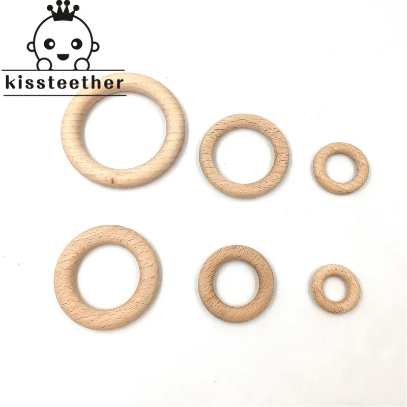 Beech Wooden Ring Teether Nature Organic (68mm) Baby Teething Toy Accessories Wood Ring For Bracelet Eco-friendly Wood Teether