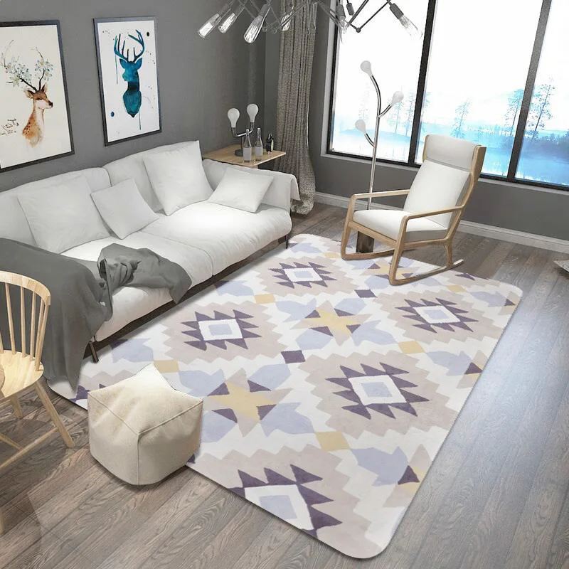 Simple Style Area Rug Mat Geometrical Rhombus Crystal Velvet Carpet for Living Room Rectangle Table Anti Slip Floor | Дом и сад