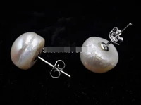 selling jewelry 5 pairs 11 12mm button natural thick genuine pearl 925 silver studs earring wholesale