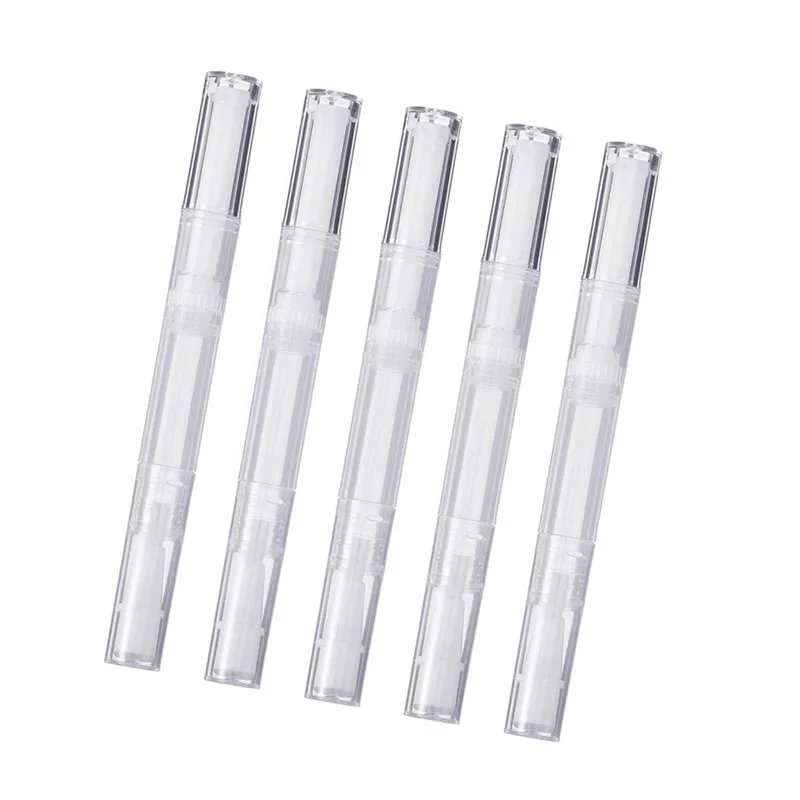 5 Pack 3 ml Transparent Twist Pens Empty Nail Oil Pen with Brush Tip Cosmetic Lip Gloss Container Applicators Eyelash Growth | Красота и