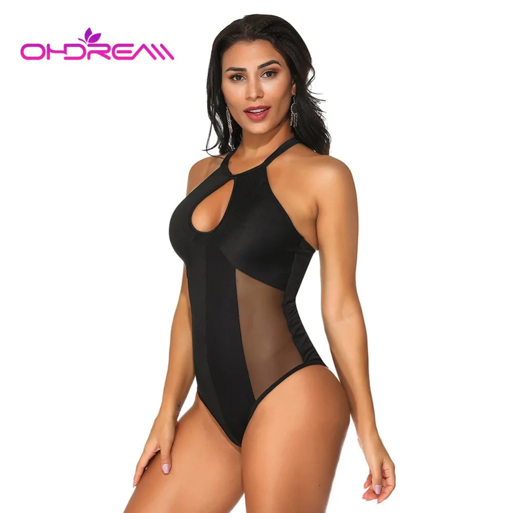 OHDREAM сшивание сетки сдельный купальник спереди Замочная скважина купальники