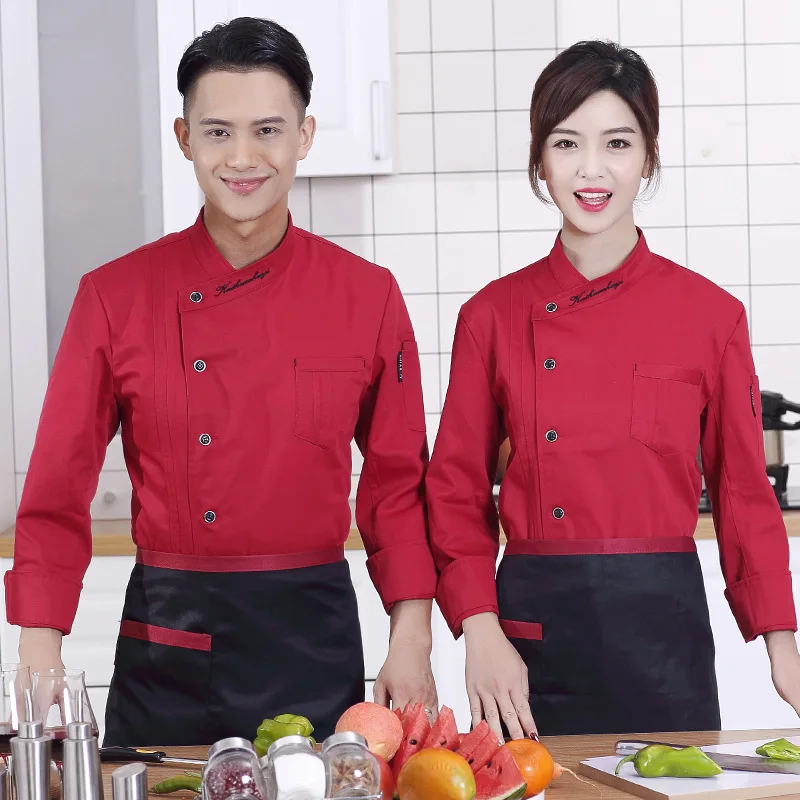 

Hotel Chef Wear Long Sleeved Autumn Cake Baking Western-style Food Kitchen Canteen Chef Wear Chef Uniforms for Men and Women