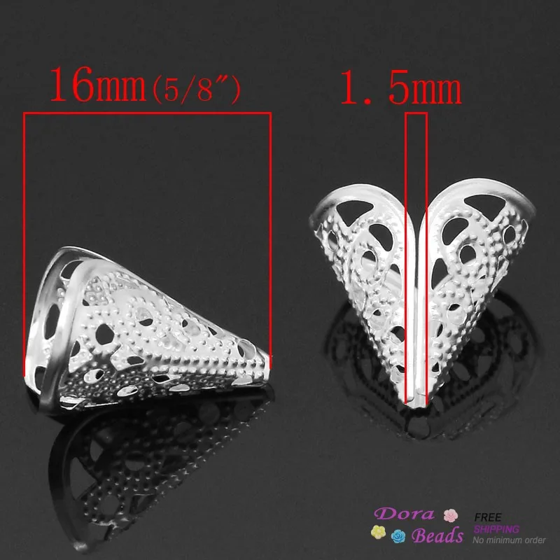 DoreenBeads Бисера Caps Цветочная Посеребренные (Подходит 16 мм Бусины) Hollow х 12 500 Шт.