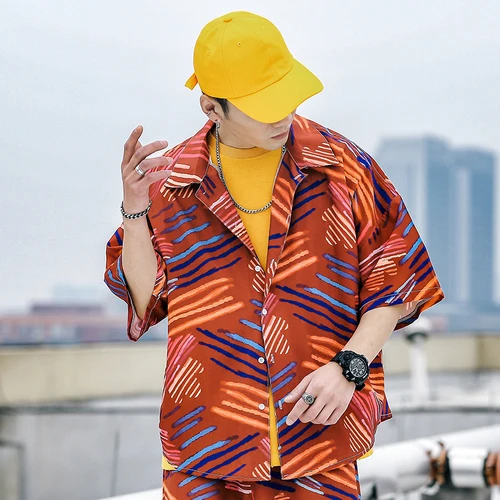 C120 red Мужская гавайская рубашка мужская Camisa Masculina с принтом пляжные рубашки брендовая одежда Азиатские размеры платья рубашки мужские рубашки с коротким рукавом 5XL - Цвет: C120 red