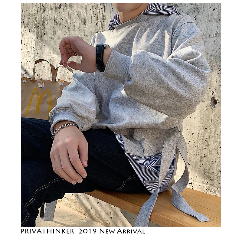 Privathinker мужские корейские модные толстовки с капюшоном 2019 s Harajuku поддельные два
