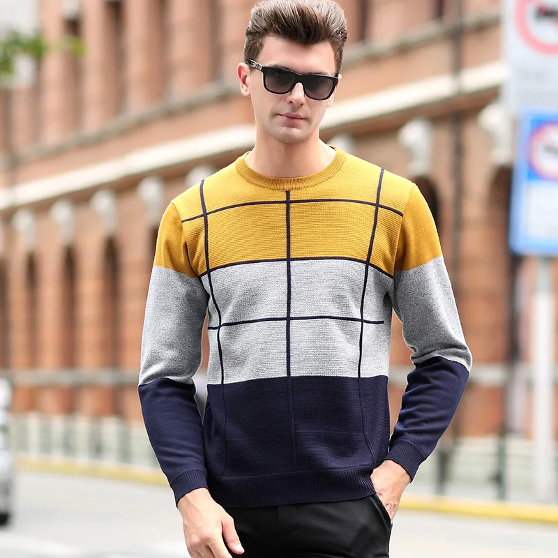 Мужской свитер в клетку с круглым вырезом и длинным рукавом|dress lily|dress shoes size 5dresses