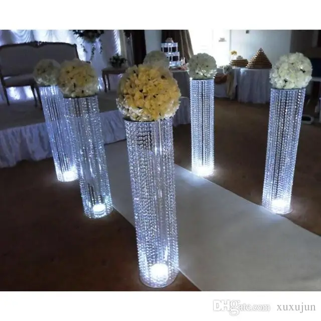 

10pcs/lot New Arrival 120cm Tall 20cm Diameter Acrylic Crystal Wedding Road Lead Wedding Centerpiece Event Party Decoration