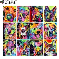 diapai 5d diy diamond painting 100 full squareround drill color dog oil painting 3d embroidery cross stitch home decor