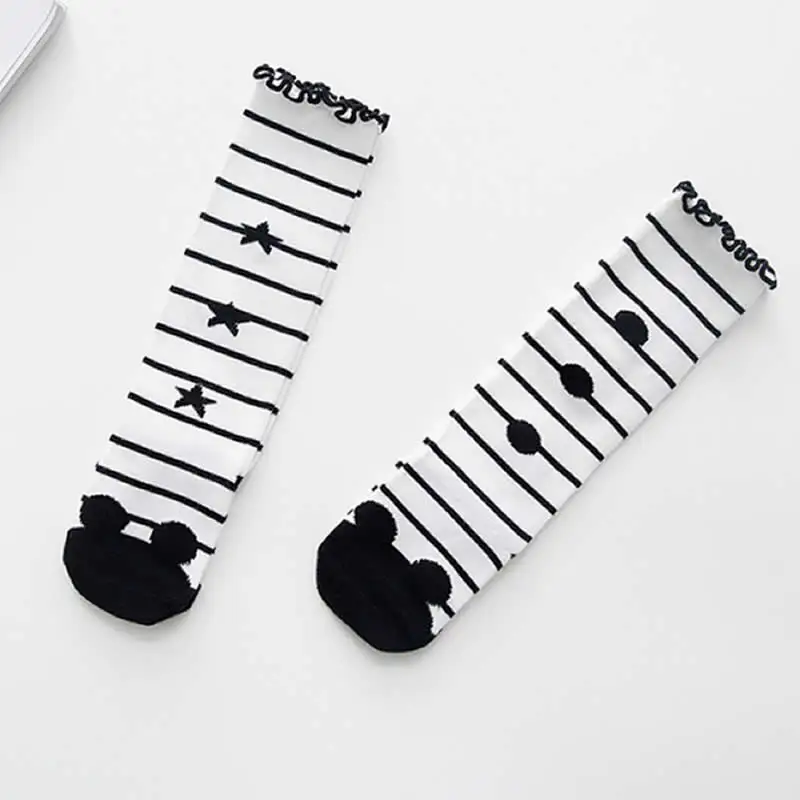 Детские носки с принтом животных хлопковые детские до колена в виде лисы кролика