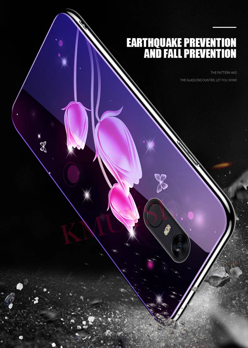 Для Xiao mi Red mi Note 6 5 Pro 4X4 mi 8 SE 6 6X 5X A1 A2 Lite стеклянный чехол для телефона Red mi 5 Plus 5A 6A S2 покрытие синий светильник