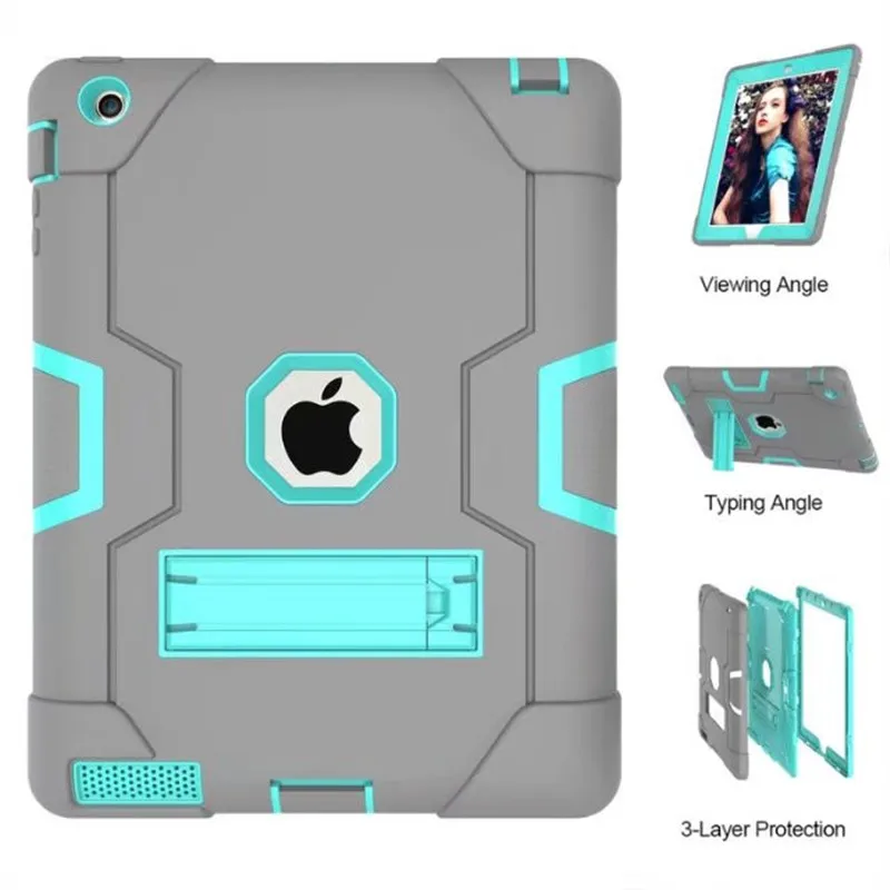 Для Apple ipad 2 ipad 3 ipad 4 дети Безопасный бронированный противоударный чехол Heavy Duty из силикона+ поликарбоната для задней панели чехол Обложка для ipad 2, 3, 4 планшетный ПК Капа