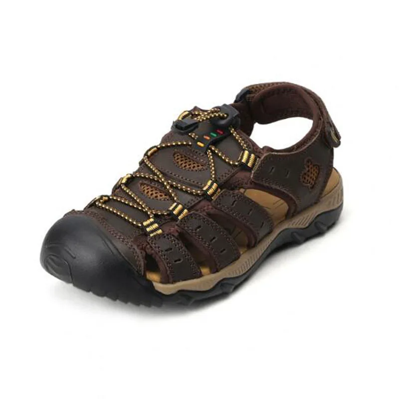 Мужские сандалии из натуральной коровьей кожи Коричневые босоножки гладиатора
