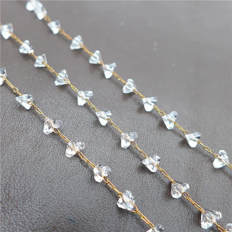 new 6mm glass triangle beads handmade chains copper brass bronze earrings necklace jewelry DIY fingdings Wholesale 39.3&quot(1m)/lot |