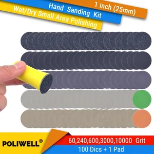 Шлифовальные диски на липучке и липучке, 1 дюйм (25 мм), 60240600300010000, набор ручных шлифовальных дисков для небольшой площади работа по дереву полировка