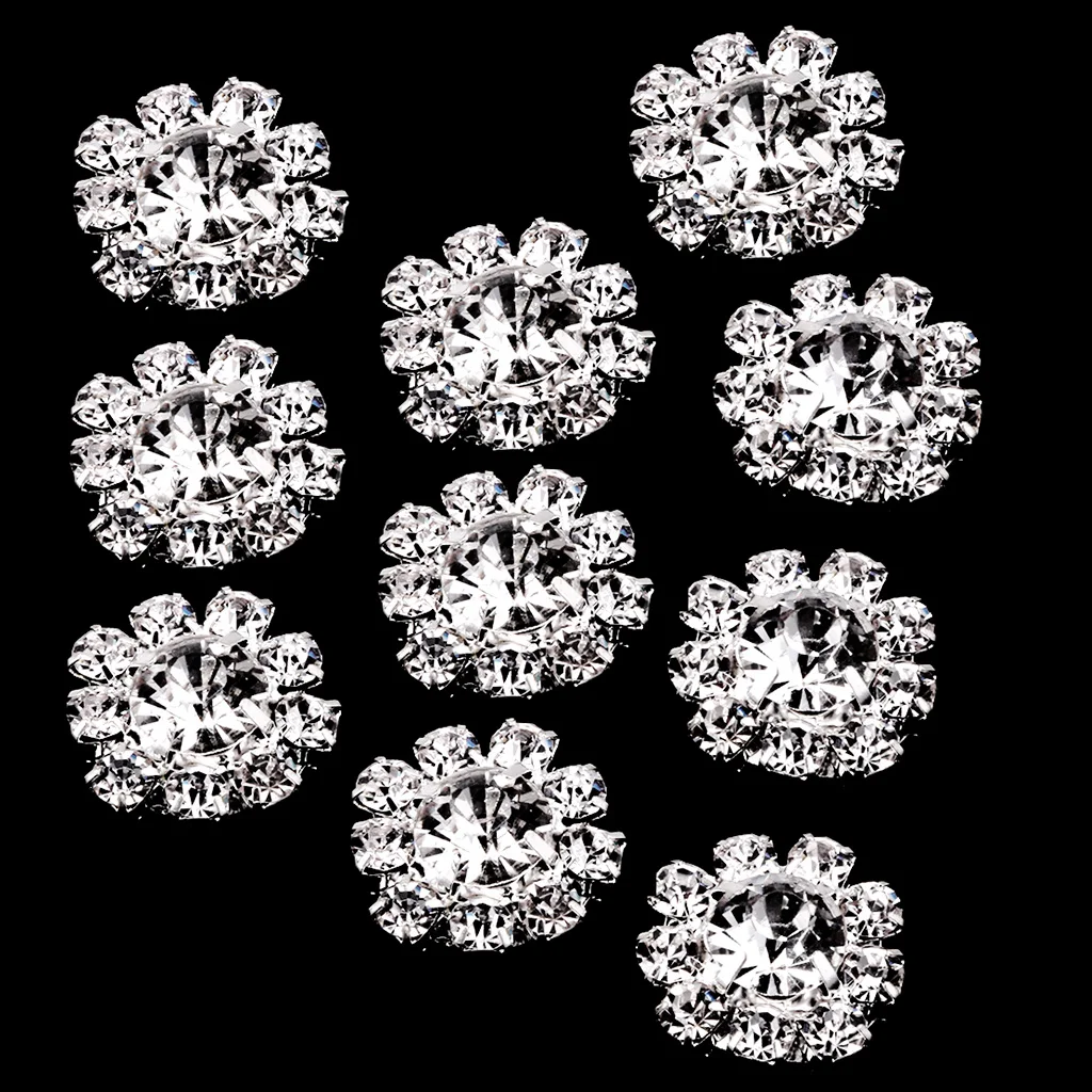 Новые 10 шт. 16mmRhinestone Цветок Швейные Кнопки украшения одежды DIY ремесла серебряные
