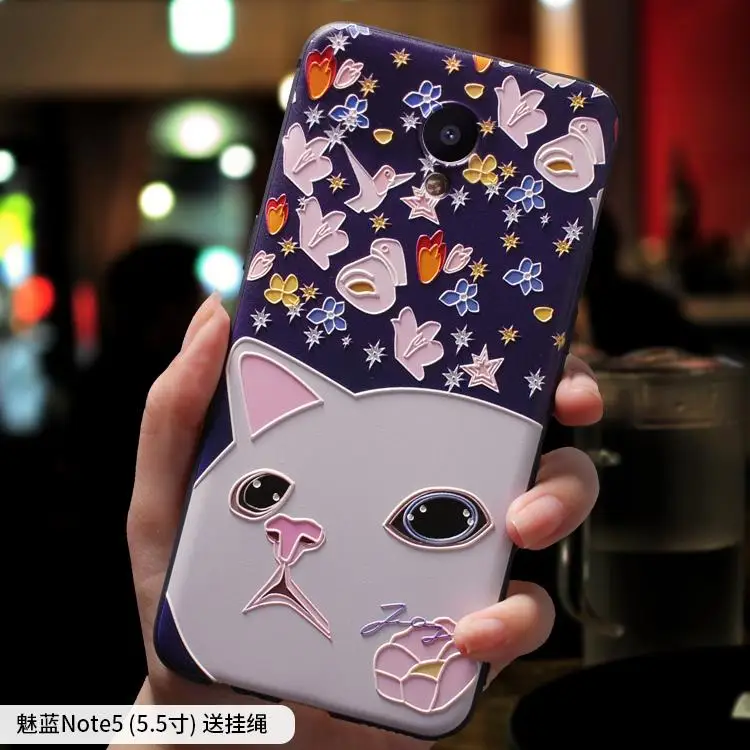 Graffiti cartoon owl rabbit hippo lion Elephant oil painting embossed Relief case For meizu m5 note m6 cover |