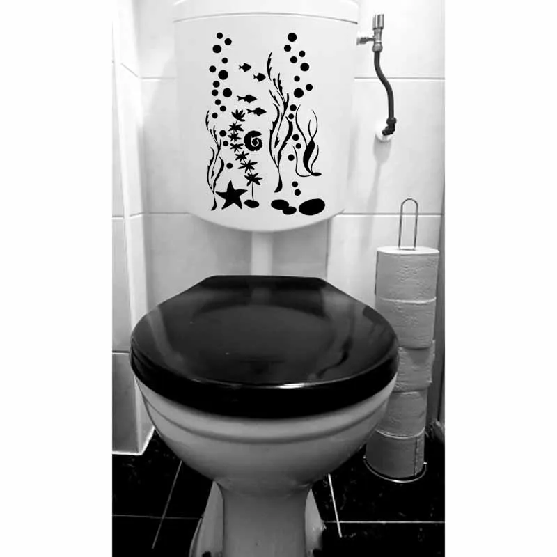 YOJA 15,3X23,4 см WC наклейки для унитаза настенный стикер рыбка ванная комната водоросли стикер Морская звезда искусство T5-0421