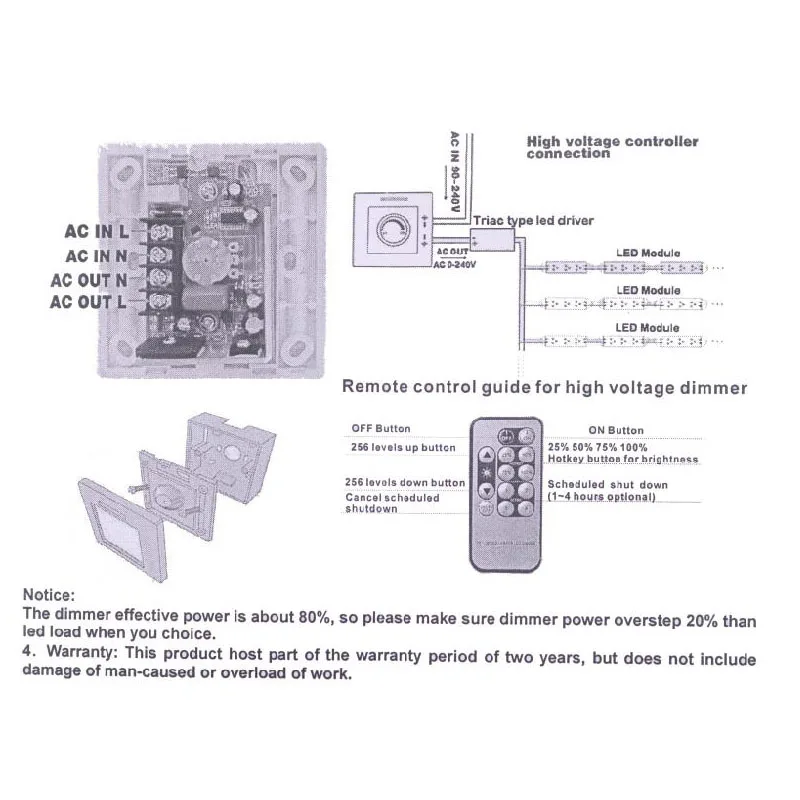 Светодиодный регулятор яркости 220 В 300 Вт 110 переменного тока |