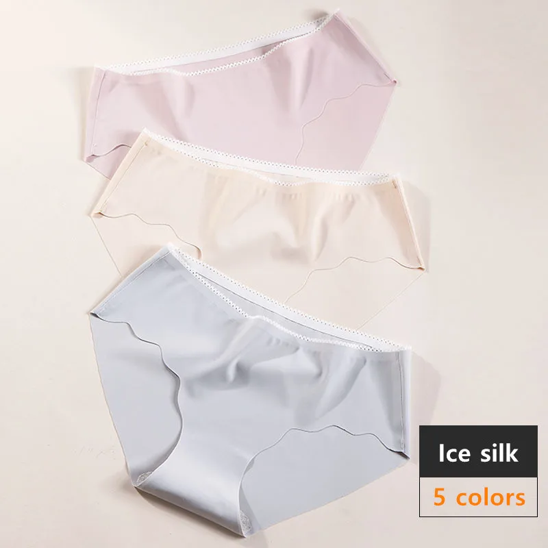 

Panties for women summer ice silk underwear female casual briefs ladies seamless sexy lingerie women intimate Antibact panty