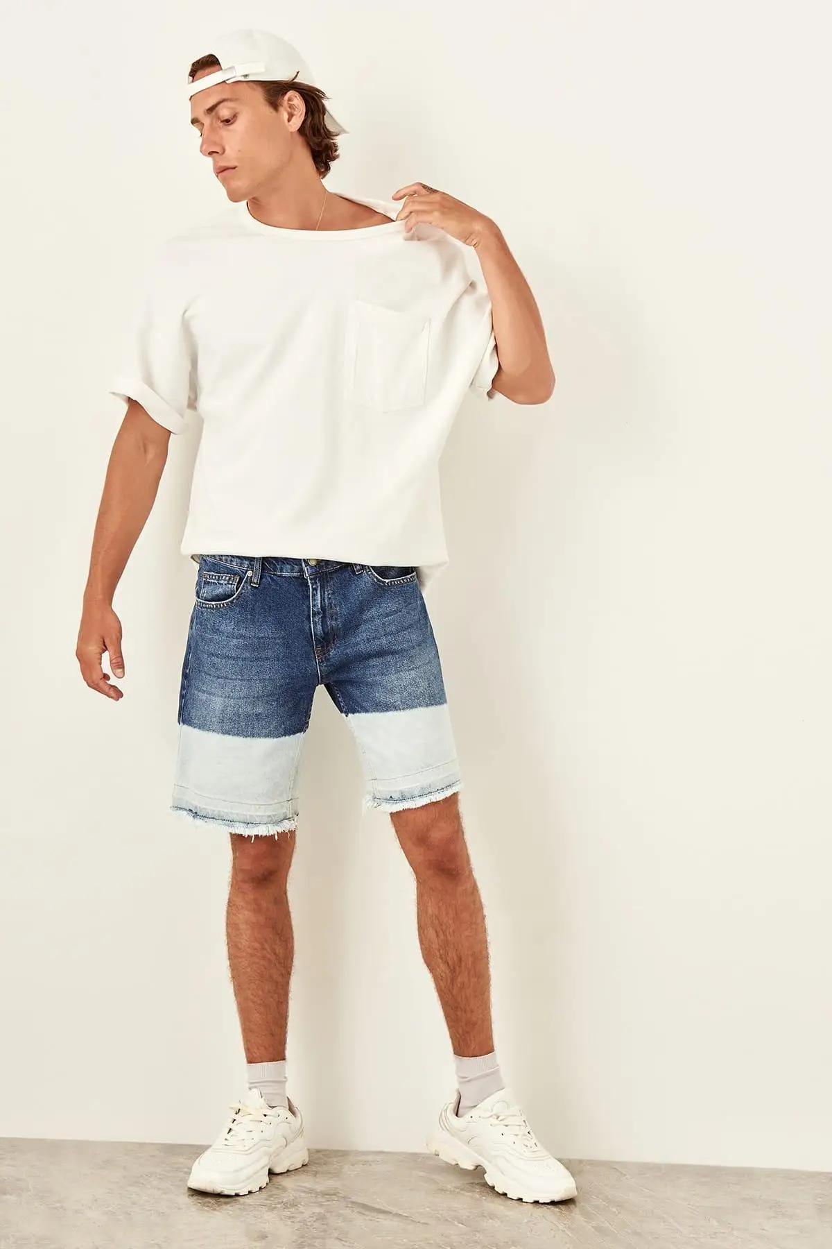 Trendyol Индиго мужчины батик мыть деним новые шорты TMNSS19SR0003 | Мужская одежда