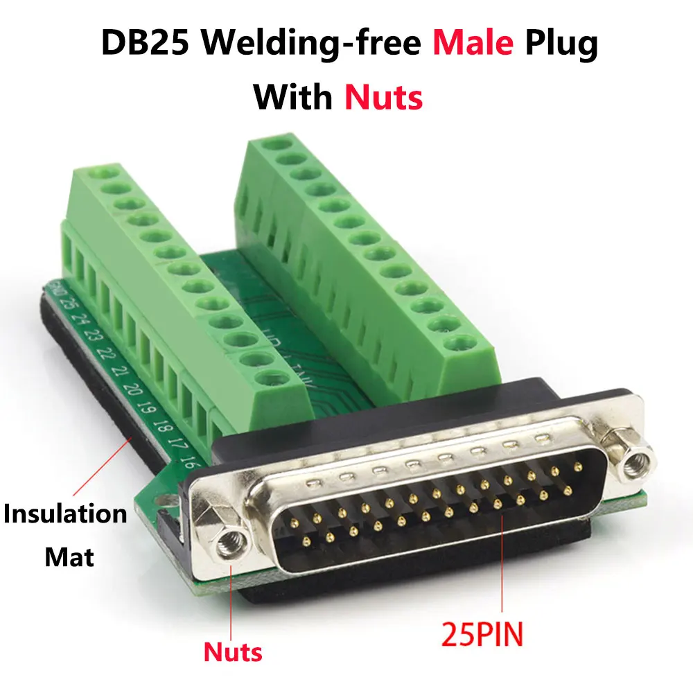DB25 без сварки с разъемом папа муфтовый стыковочный переводник 2 рядами 25 Pin