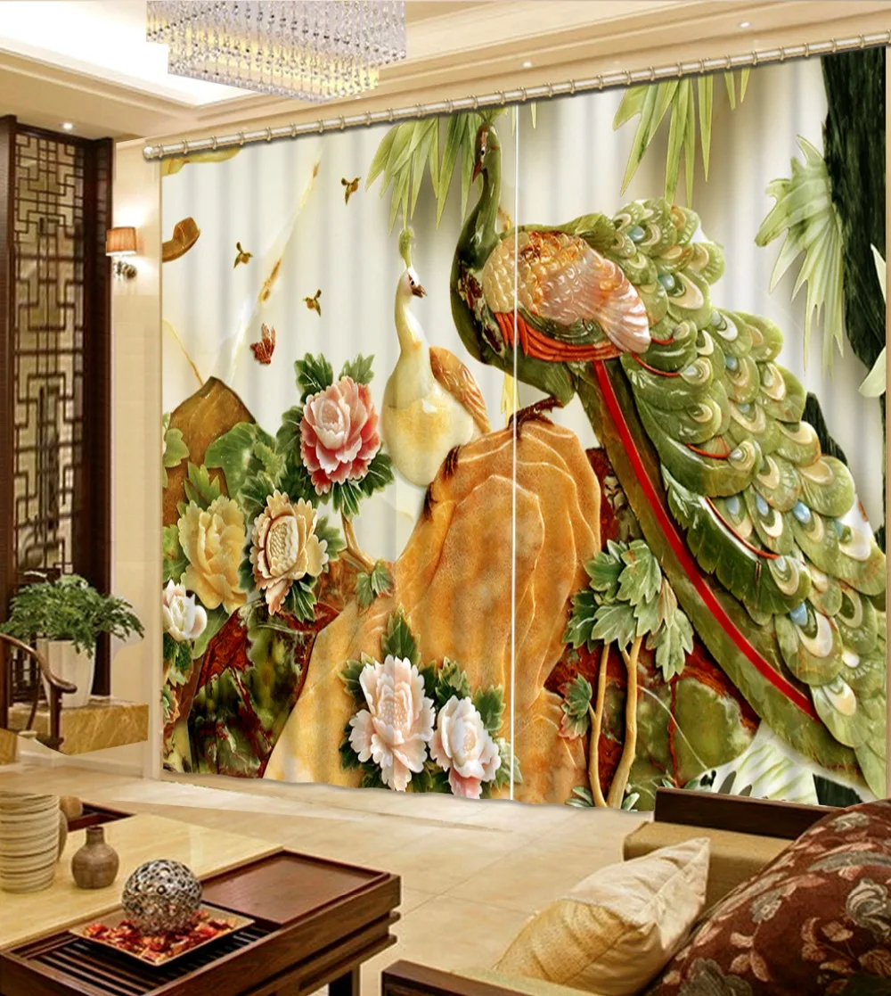 

peacock Any size window curtain 3d curtains for living room bedroom kitchen curtains Home Decoration