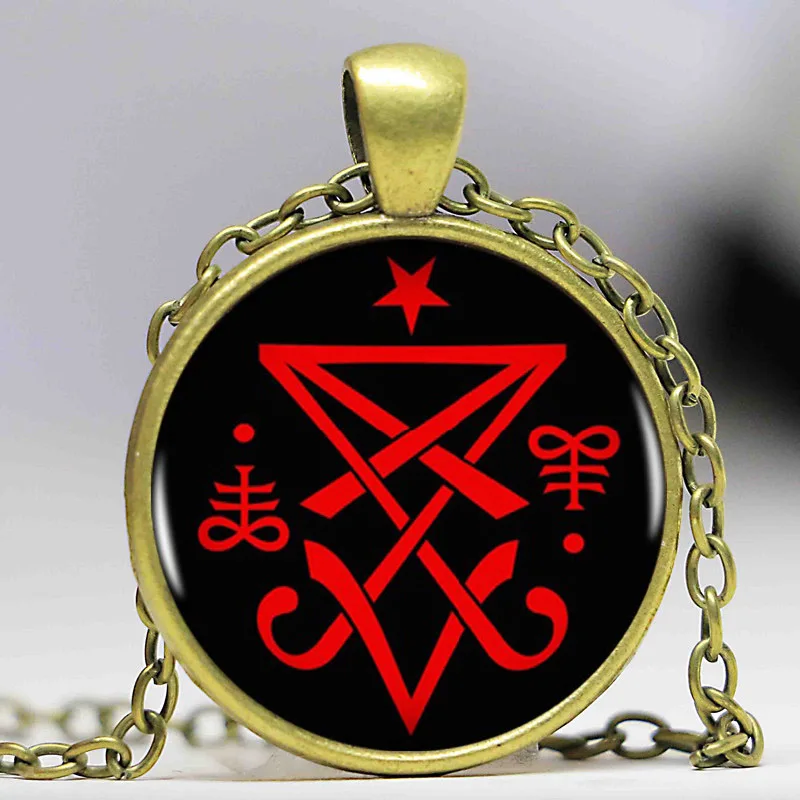 Скрытую Sigil of Lucifer заявление ожерелье кулон Цепочки и ожерелья дешевые ювелирные