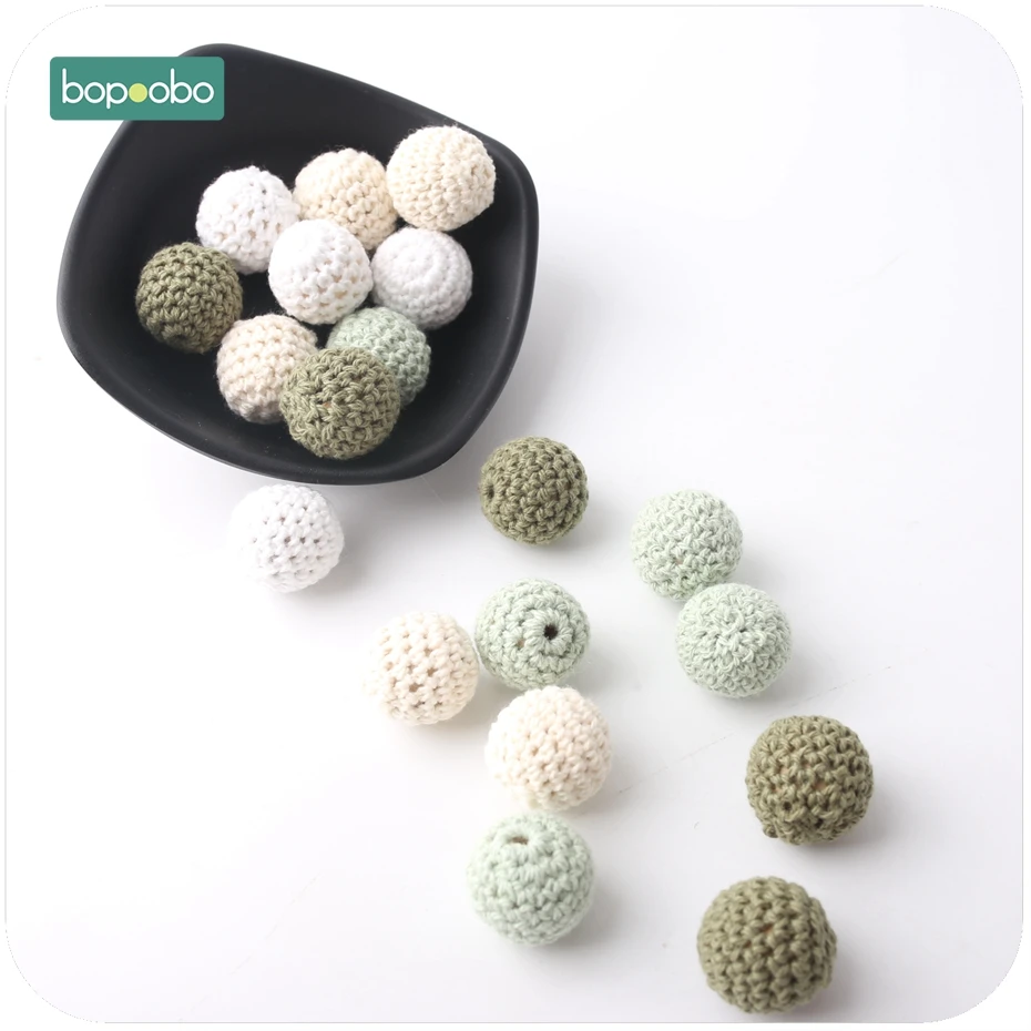 

Bopoobo Baby Nursing Jewelry Accessories Crochet Beads 20mm 10pc Colorful Crochet Can Chew DIY Teether Bracelet Crochet Beads
