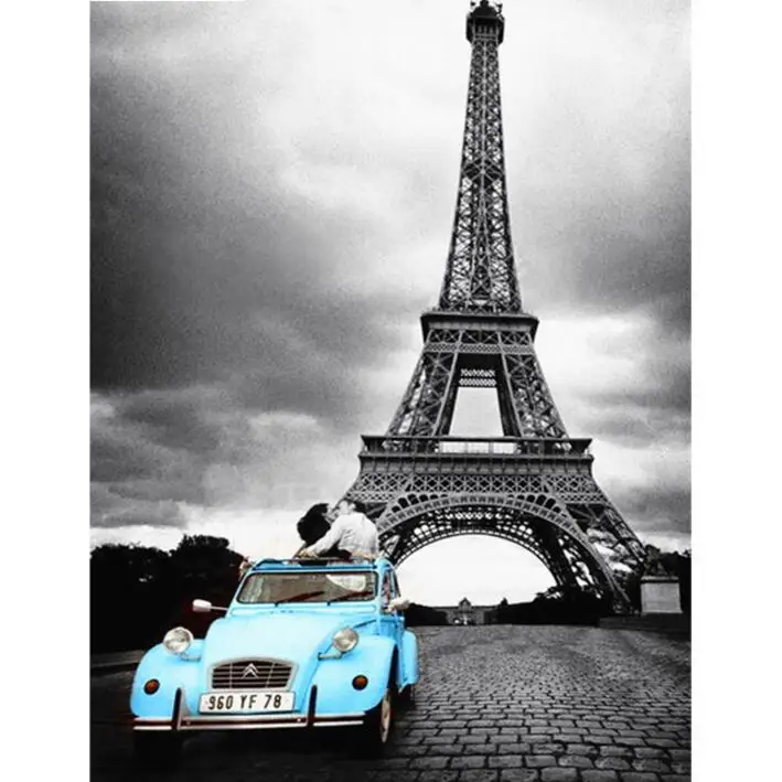 H147 diamond painting new landscape couple kiss Eiffel Tower rhinestones embroidery | Дом и сад