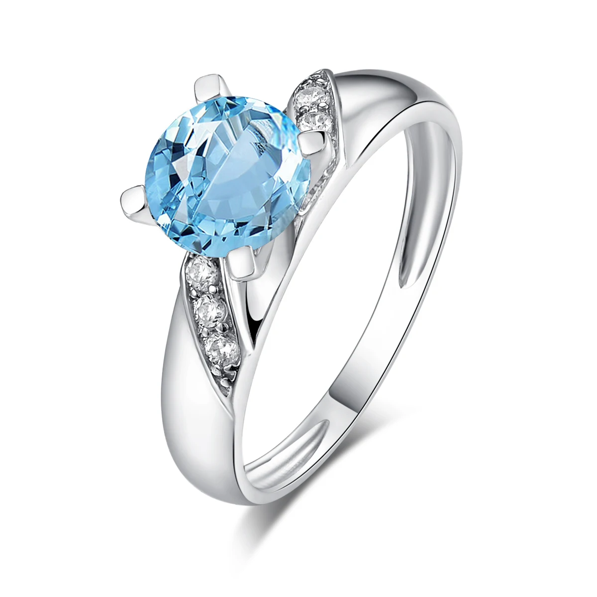 

QYI 925 sterling silver 1.25 ct simple and elegant sky blue topaz ring in engagement ring fine jewelry for women with jewelry