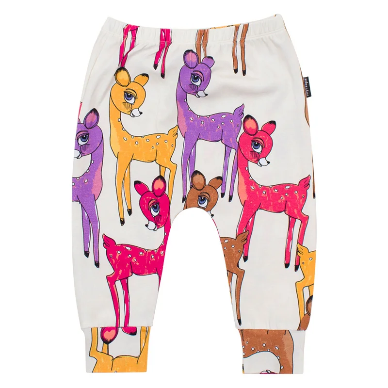 Colorful deer TinyPeople/Коллекция года; Детские хлопковые брюки с принтом героев мультфильмов; сезон весна-осень; леггинсы для маленьких девочек; милые брюки для новорожденных мальчиков - Цвет: Colorful deer