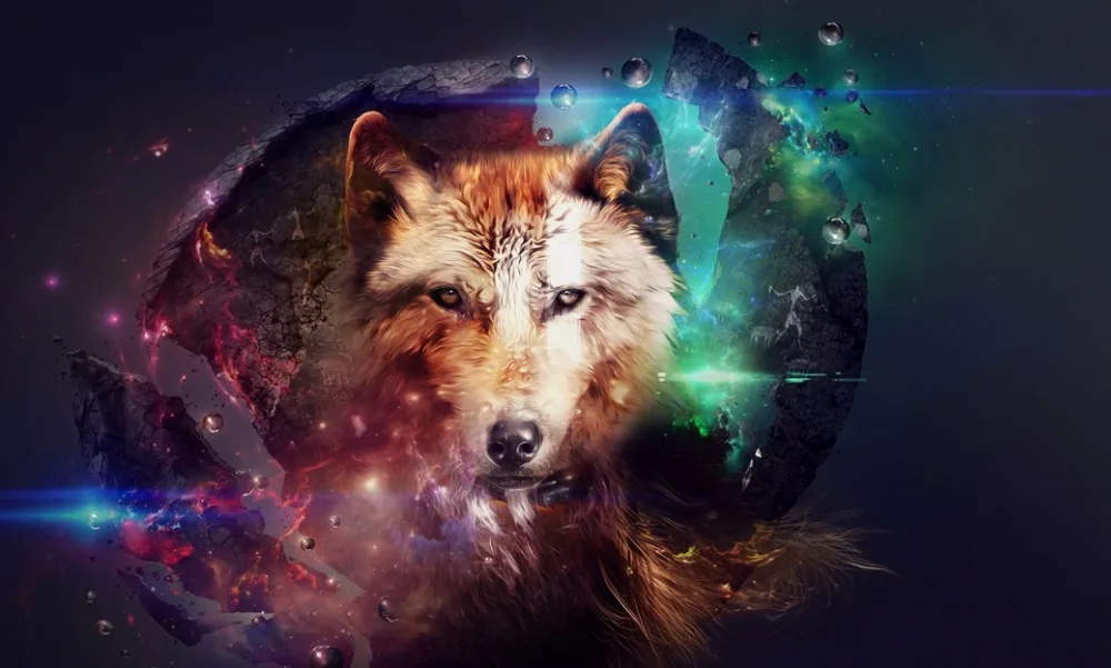 White wolf highland wild natural animal male dormitory wall stickers background decoration creative posters 40 x 24 &quot21x13&quot - 04 | Дом и