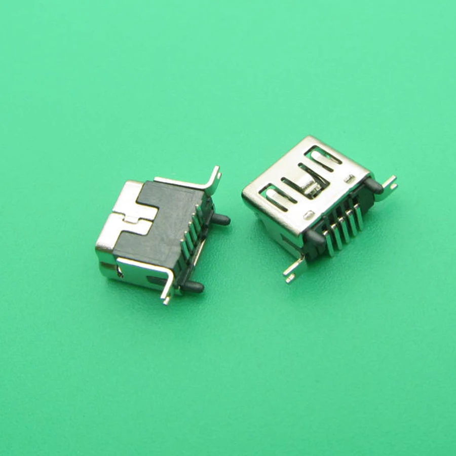 10 шт. мини-USB Тип B гнездо 5-контактный DIP вертикальные ножки PCB 180 градусов разъем V3