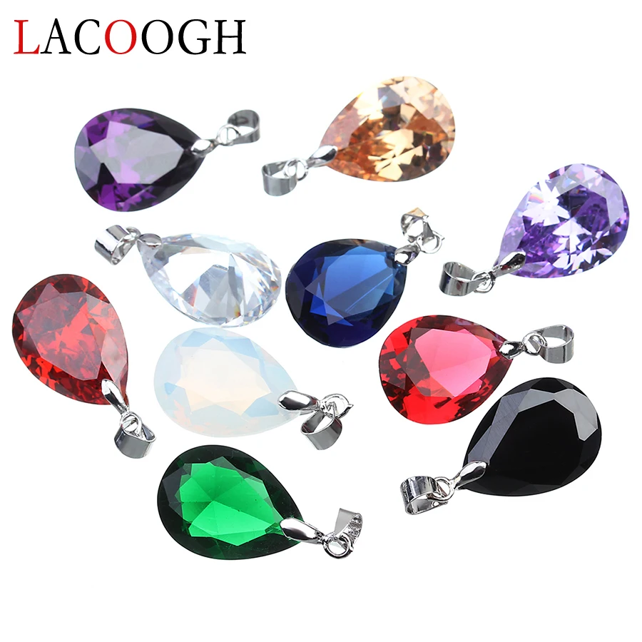 

Lacoogh New Fashion 2pcs Natural Stone Zircon Charms Pendants 10*14mm Handmade Pendants DIY Necklace Making Jewelry Findings