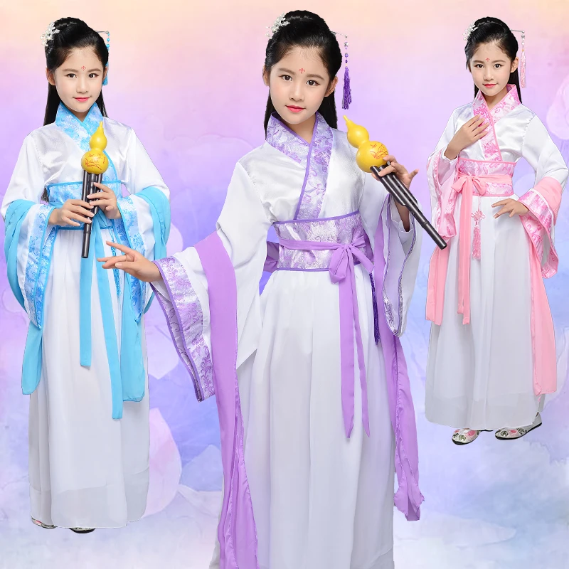 Новое платье Hanfu для девочек традиционные китайские платья детей сценические