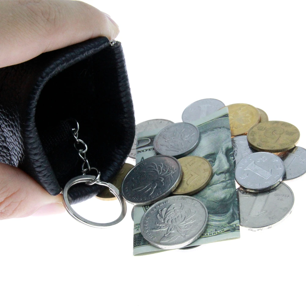 Cowhide Genuine Leather Coin Purse Women Men Small Keychain Key Ring Wallet Money Change Bag Business Credit Card Holder Pouch | Багаж и
