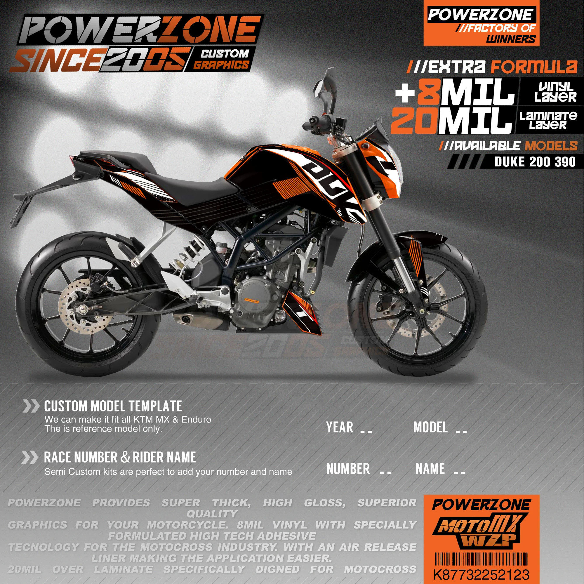 Персонализированные графические фоны PowerZone Team наклейки 3M Набор наклеек для KTM DUKE