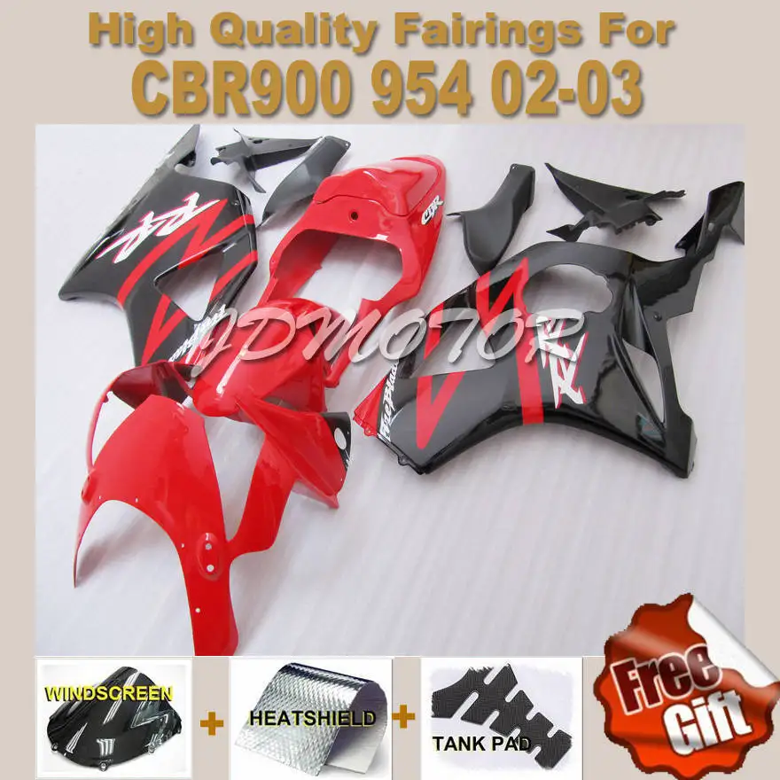 CBR954RR. CBR954 03 02 CBR900RR обтекателя Для Honda 954RR красный черный CBR900 2003 2002 Обтекатели #