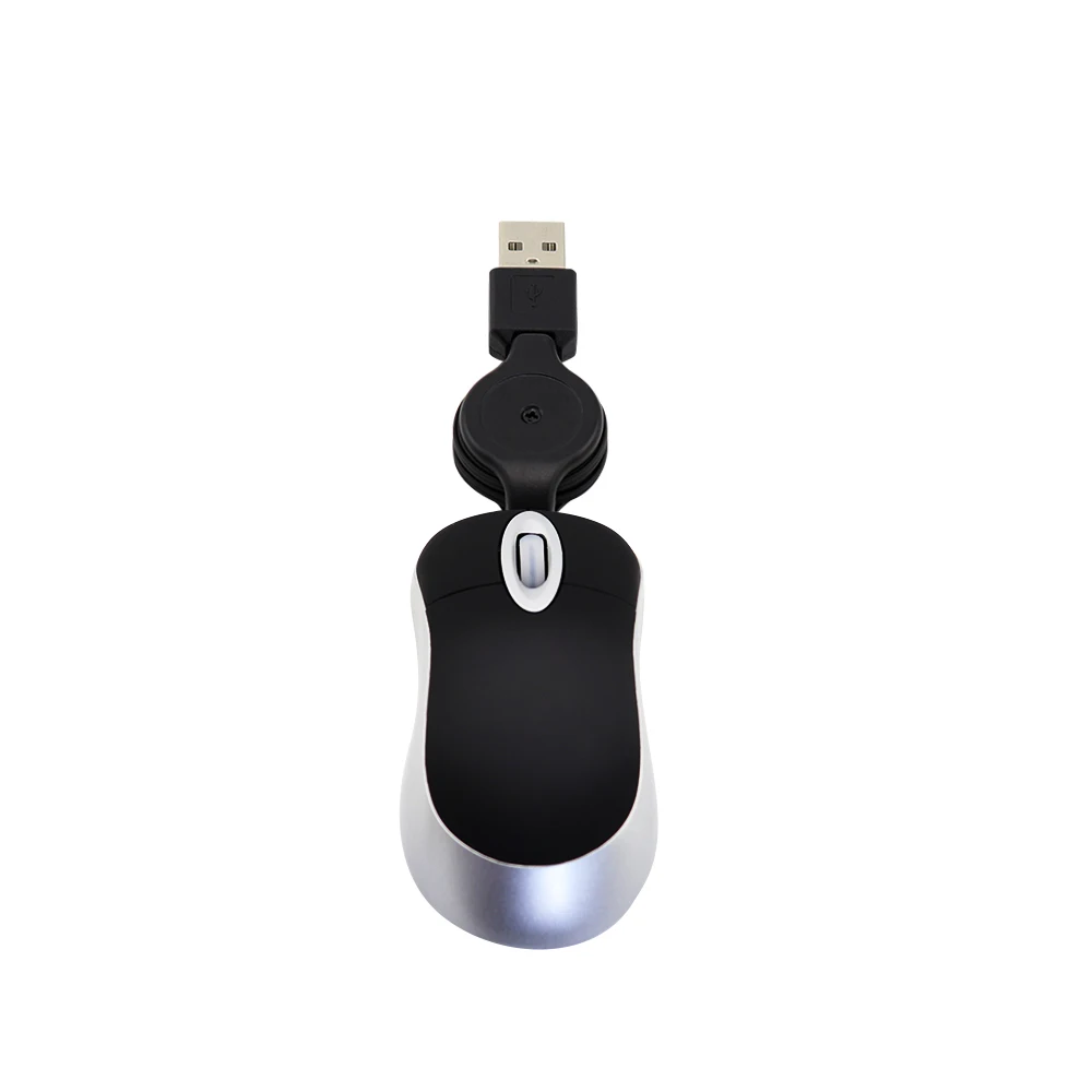 Выдвижной кабель USB Проводная мышь мини-мышь для путешествий оптическая