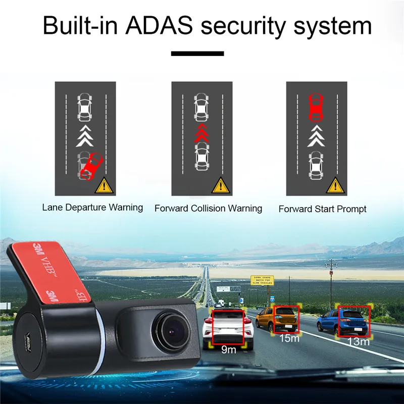 ADAS Dash Cam мини USB скрытый Автомобильный DVR рекордер с E-dog вращение на 360 градусов для