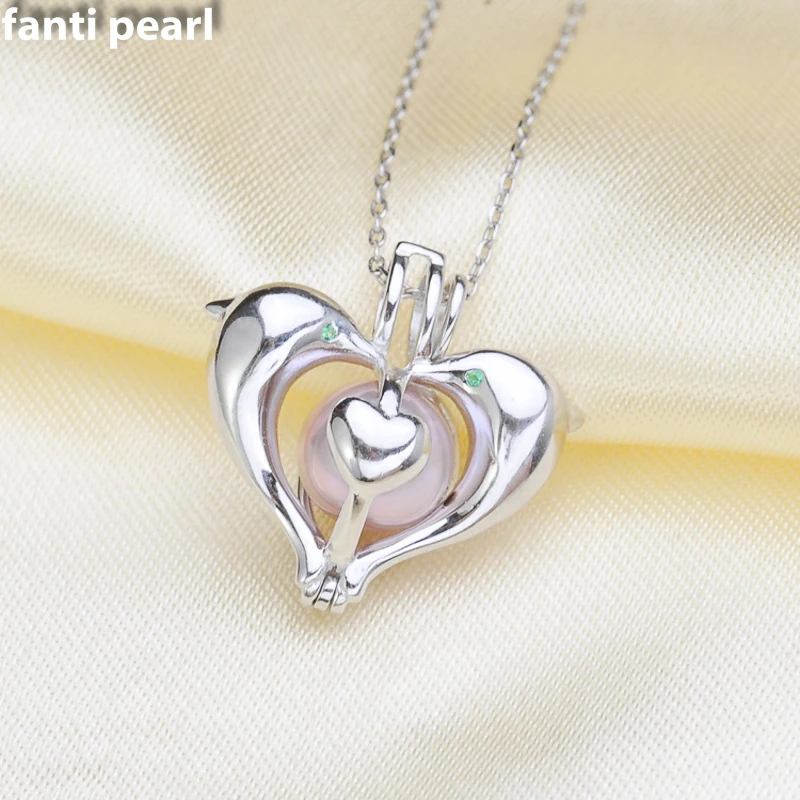 FANTI Real Natural freshwater pearl necklace with 925 sterling silver pendant for women jewelry 8-10mm | Украшения и аксессуары