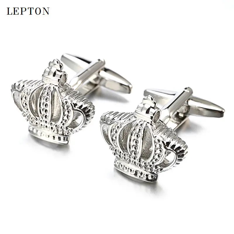 2017 Sale Real Tie Clip Classic Crown Cufflinks Lepton Brand Metal Cuff links For Men Shirt Cufflink Relojes gemelos | Украшения и