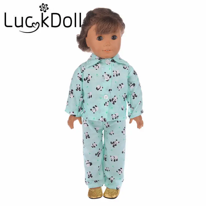 Пижама LUCKDOLL с принтом панды подходит для 18-дюймовых американских кукол 43 см