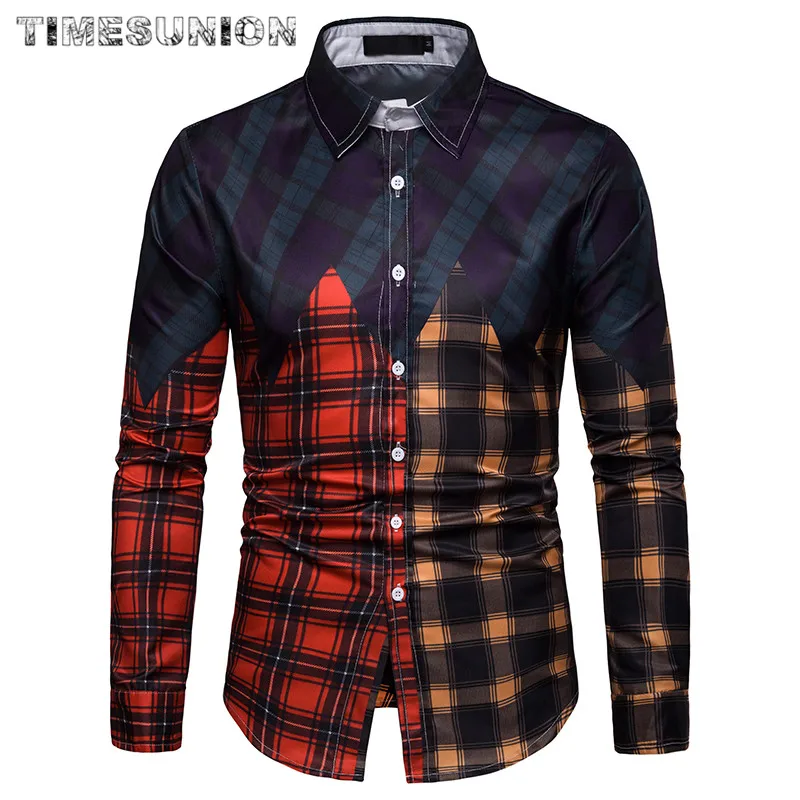 Мужская клетчатая рубашка высокого качества мужская с длинным рукавом