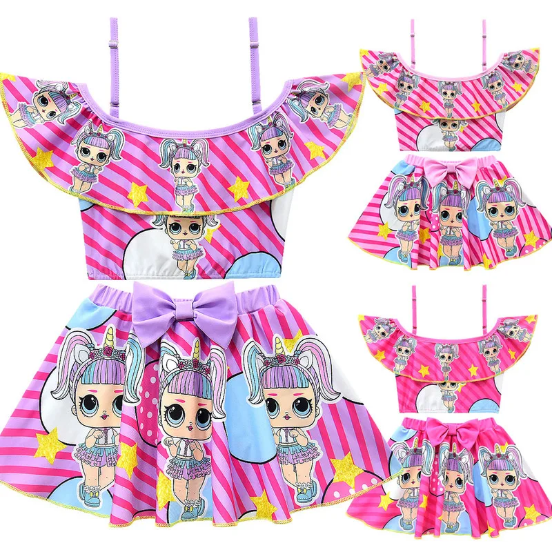 Коллекция 2019 года купальник для девочек с принтом Lol Dolls купальный костюм